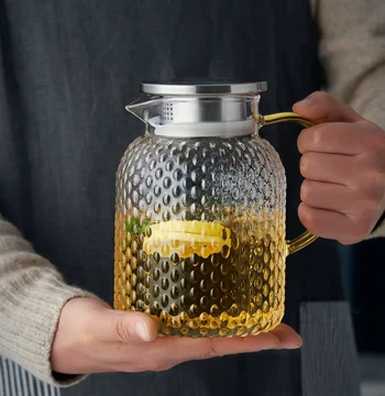 Glass Water Pitcher - High-Temperature Resistant Large Capacity Kettle for Boiled Water, Cold Brew Tea, and Home Use; Ice Water Jug Set
