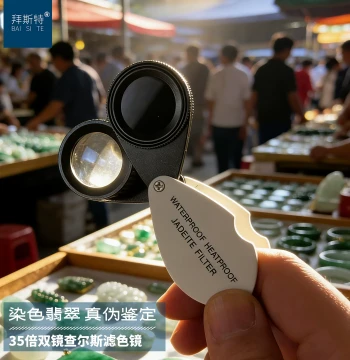 35x Magnifier with Chelsea Filter for Identifying Artificially Dyed Jadeite - Portable Gemstone Authentication Tool