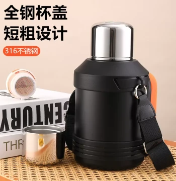 316 Stainless Steel Insulated Pitcher Large Capacity Thermos Full Steel Short and Fat Hot Water Bottle Outdoor Brewing Cup Home Water Cup