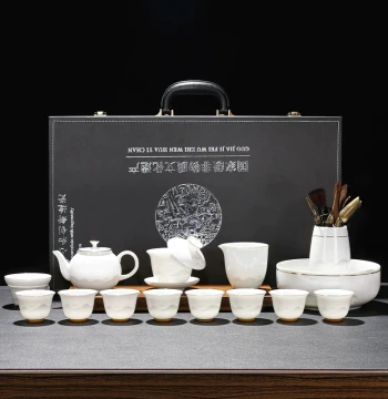 2026 New Kung Fu Tea Set - Premium White Porcelain Teapot with Hovering Gaiwan and Cups for Luxury Home Brewing