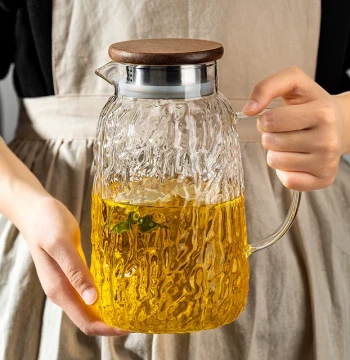 Thickened Glass Water Pitcher Set for Home Living Room, High-Temperature Resistant Large-Capacity Cold Water Cup and Tea Brewing Pot