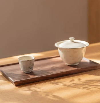Mumo Life Light Wood Tea Tray, Cherry Wood and Black Walnut Tea Set Tray, Solid Wood Tea Tray and Saucer, Wooden Plate
