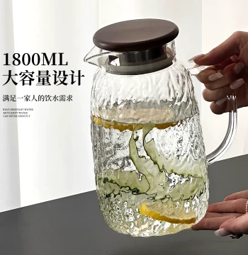 Tree Bark Pattern Cold Water Pitcher Home Large Capacity High Borosilicate Glass Heat-Resistant Tea Brewing Storage Pot