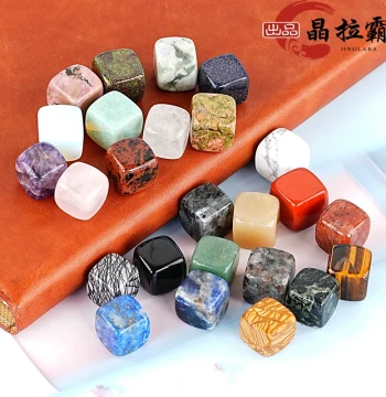 Natural Crystal and Jade Small Cube Ornaments, Crushed Stone Cubes, Raw Ore for DIY, Lapis Lazuli and Obsidian Specimens for Hand Play