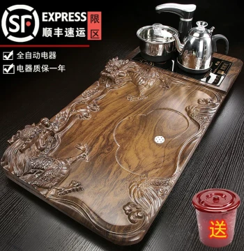 Cihengtang Home Living Room Kung Fu Teaware Tea Tray Set, Fully Automatic Water Filling, Large Solid Wood Tea Table, Tea Holder, and Tea Sea