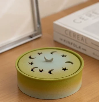 Creative Ceramic Incense Burner with Mosquito Coil Tray - Indoor Aromatherapy Burner with Large Opening
