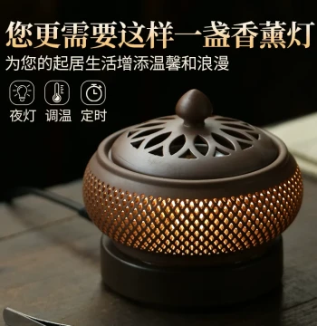 Electronic Incense Burner for Home Indoor Use with Timer and Temperature Control, Ceramic Plug-In Aromatherapy Burner, Sandalwood and Agarwood Essential Oil Burner, High-Temperature