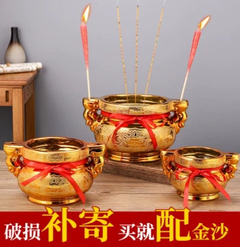 Sand-Gold Ceramic Incense Burner for Home Indoor Use - Incense Holder for Buddhist Worship in Living Rooms and Shrines