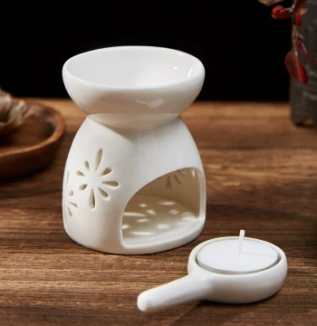 Small Ceramic Aromatherapy Burner Indoor Candle Aroma Lamp Vintage Home Incense Burner Bedroom Dry-Prevention Essential Oil Lamp