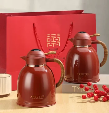 Arbutus Thermal Carafe, Wedding Hot Water Kettle Pair in Red, Home Thermos, Newlywed Gift, Tea Steeping Pot