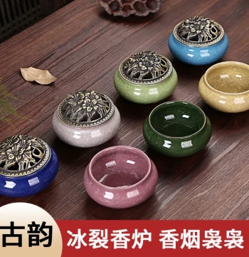 Household Coil Incense Burner for Agarwood, Pure Mugwort Moxa Sticks, Ceramic Incense Box for Sandalwood and Mosquito Coils, Bronze Decor