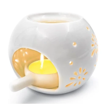 Ceramic Aromatherapy Burner, Indoor Candle Aromatherapy Lamp, Vintage Household Incense Burner, Round Bedroom Essential Oil Diffuser for Tea Leaves