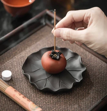 Persimmon Incense Stick Base Incense Holder Censer Home Indoor Agarwood Ceramic Sandalwood Incense Burning Tray Incense Stand Plate