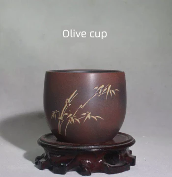 120ml Pure Handmade Guangxi Qinzhou Nixing Pottery Master Tea Cup - Olive-Shaped Teacup Set (Non-Zisha)