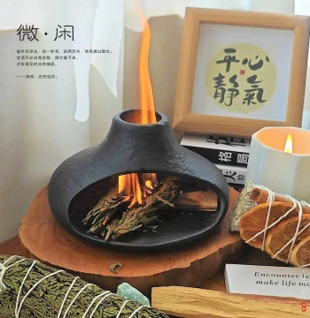 Weixian ◆ Incense Fireplace Snow Squirrel Tail Grass Plant Incense Burner, Peruvian Palo Santo Rough Pottery Incense Burner, Ceramic Incense Burner
