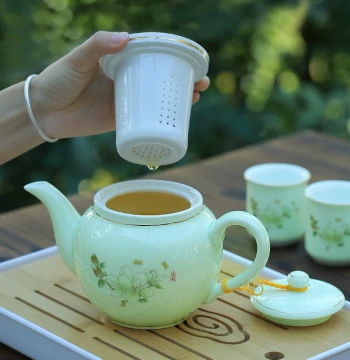 Ceramic Teapot with Filter Mesh, Large Capacity Home Brewing Set, Large Kung Fu Tea Single Pot and Cup Set