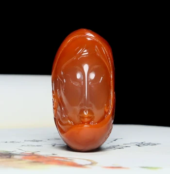 Southern Red Agate Female Head Carving Hand Piece