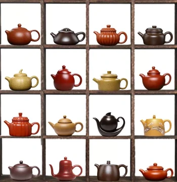 Chinese Style Tea Room Study Curio Shelf Display, Premium Ceramic Teapot Ornaments for Showrooms, Complete Tea Set Accessories