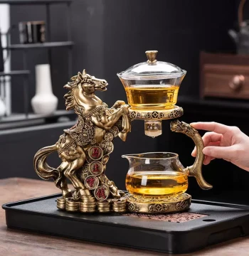 Lazy Automatic Tea Brewer Set – Home Kung Fu Magnetic High-End Tea Brewing Device with Glass Teapot, Stylish Design