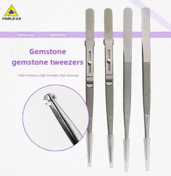 FABLE Fabao Jewelry Diamond Jade Identification Testing Tool Titanium Alloy Tweezers Stainless Steel with Lock Groove Anti-Slip