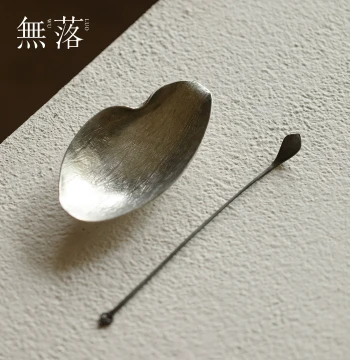 Wuluo Original Design Tin Tea Scoop - Hand-Hammered Small Mouth Tea Measure for High-End Tea Sets