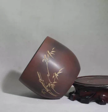 100% Pure Handmade Qinzhou Nixing Pottery from Guangxi, Master's Tasting Olive Cup, Tea Ware, Drinking Teapot Matching Set, Non-Zisha