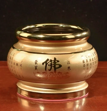 Ceramic Imitation Bronze Incense Bowl Home Worship Aromatherapy Burner for Buddha Wealth God Guan Yu Immortals Altar Taoist Use