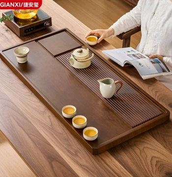 GIANXI Tea Tray for Home Use 2026 New Model Bakelite Dry Brewing with Drainage Living Room Tea Set Solid Wood One-Piece Tea Serving Tray