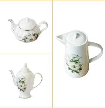 Bone China European Style Tea Set - Matching Teapot, Coffee Pot, and Cups for English Afternoon Tea