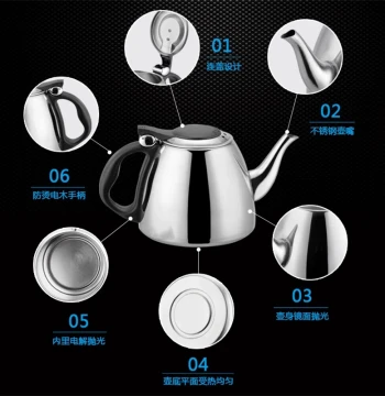 Stainless Steel Kettle Flat Bottom Boiling Kettle Induction Cooker Pot Matching Small Teapot Teaware Boiling Kettle Water Kettle 304