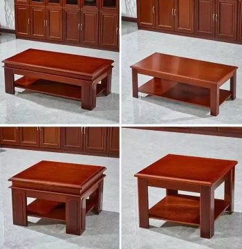 Painted Wood Veneer Coffee Table, Simple Tea Drinking Table Matching Sofa, Single or Double Layer Office Long Coffee Table for Tea Sets