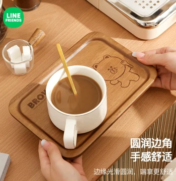 Japanese Style Wooden Tray for Home Use, Rectangular Solid Wood Tea Coaster, Coffee Cup Holder, Bamboo Storage Plate