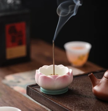 Ceramic Aromatherapy Burner Home Indoor Creative Lotus Incense Stick Base Tea Ceremony Indoor Incense Holder Burner Stand