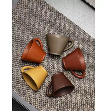 Yixing Zisha Master Cup, Raw Ore Pure Handmade Handled Douli Cup, Multi-Color Matching Set for Kung Fu Tea Ware, Tasting Cup