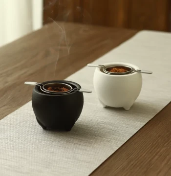 Candle-Warmed Incense Burner for Home, Ceramic Mini Aromatherapy Furnace for Agarwood, Sandalwood, and Coffee, Antique Style, Dry-Heat Compatible