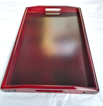 Rectangular Solid Wood Offering Tray for Worship, Home Dark Red Tea Tray, Wooden Plate for Weddings, Large Square God Offering Platter