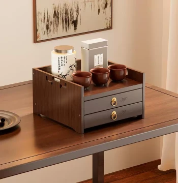 New Chinese Style Solid Wood Tea Cabinet, Multi-Drawer Tea Box Storage, Tea Ware Organizer, Home Tea Table Matching Unit