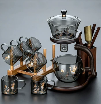 Lazy Person Special Tea Brewing Set 2026 New Model Home High-End Magnetic Automatic Kung Fu Glass Teapot and Teacups