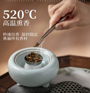 Song Style High-Temperature Electric Incense Burner, Jingdezhen Ceramic Electric Smoker, Dry-Burn Capable, Temperature Adjustable, Plug-In Anti-Scald Electronic Aromatherapy Stove
