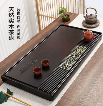 Solid Wood Tea Tray 2026 New Model Home Office Light Luxury Minimalist Whole Piece Natural Black Ebony Rosewood Tea Table