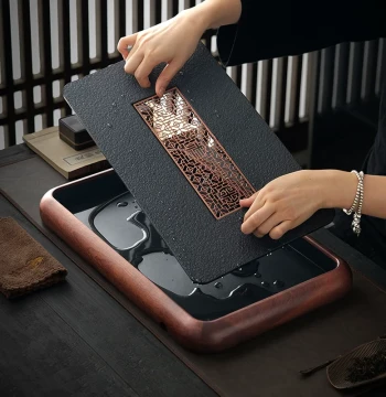 Tea Tray 2026 New Model Home Small Tea Table Dry Brewing Station Imitation Solid Wood Frame Tea Set Tray with Dual-Function Drainage
