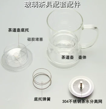 Kung Fu Glass Tea Set Accessories: Single Teapot, Fairness Cup, Tasting Cup, Lid, and Stainless Steel Tea Infuser