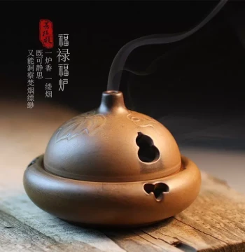 Jingdezhen Ceramic Incense Burner for Home - Indoor Sandalwood Diffuser, Gourd-Shaped Coil Incense Holder, Creative Tea Ceremony Decor