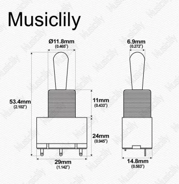 Musiclily Electric Guitar LP Toggle Switch 3-Way Enclosed Selector Pickup Tone Switch Copper