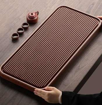 Solid Wood Tea Tray, Home Tea Table, 2025 New Model, Office Tea Serving Tray, High-End Bakelite Dry Brewing Station Tea Set