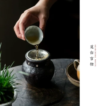 Mibai War Drum Tin Lid Jianwater Small Waste Receptacle Incense Burner Handmade Ceramic Water Bowl Teacup Washer Tea Residue Container Tea Ceremony Parts
