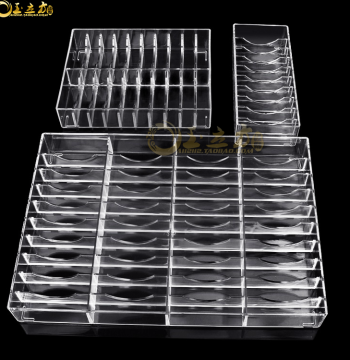 Transparent Grid Tray Acrylic Silver Jewelry Display Tray, Jewelry Bracelet Storage Box with Lid for Jade and Loose Beads