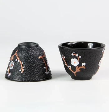 Gold-Outlined Plum Blossom Iron Cup, Cast Iron Tea Cup for Tasting, Iron Teapot Kung Fu Tea Set Accessory, Raw Iron Cup, Aroma-Sniffing Cup