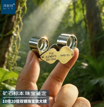 10x and 20x Folding Magnifier for Jewelry Appraisal, Crystal, Jade, Emerald, Diamond, Geological Lens for Exploration and Survey