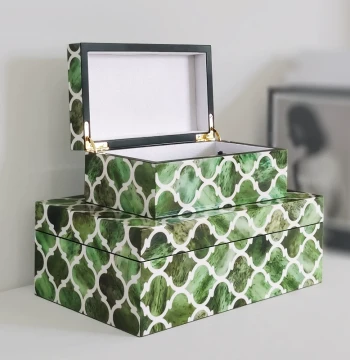 Jewelry Box Nordic Imitation Green Jade Wooden Lacquer Storage Tray
